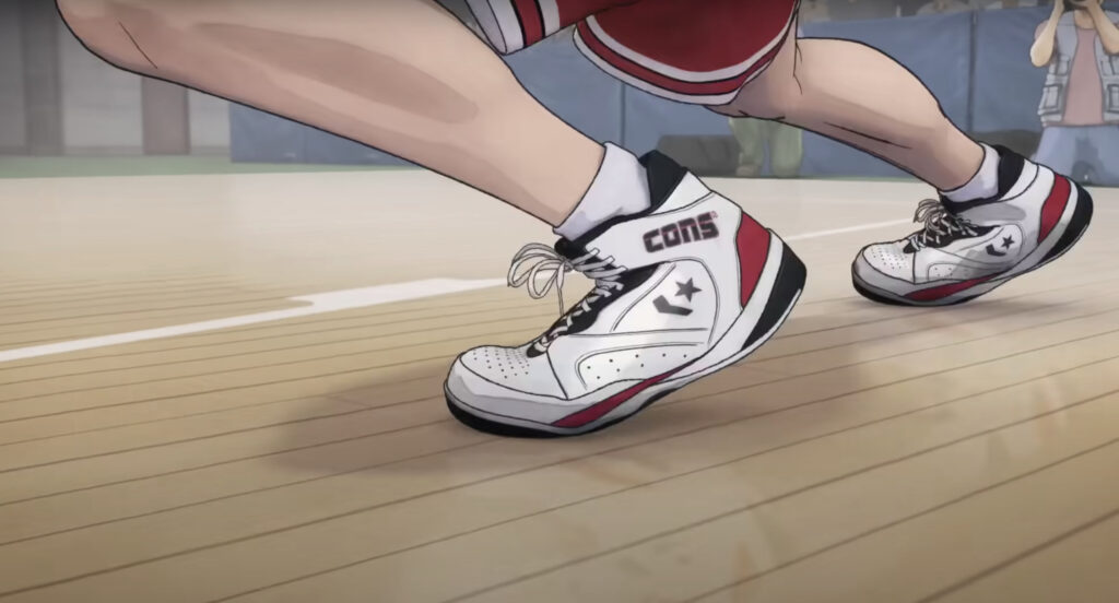 宮城良田穿著的籃球鞋，在現實中也是存在的，就是Converse Conquest Mid籃球鞋。（圖片：《The First Slam Dunk》預告片截圖）